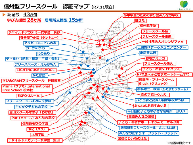 画像: 信州型フリースクール 認証マップ